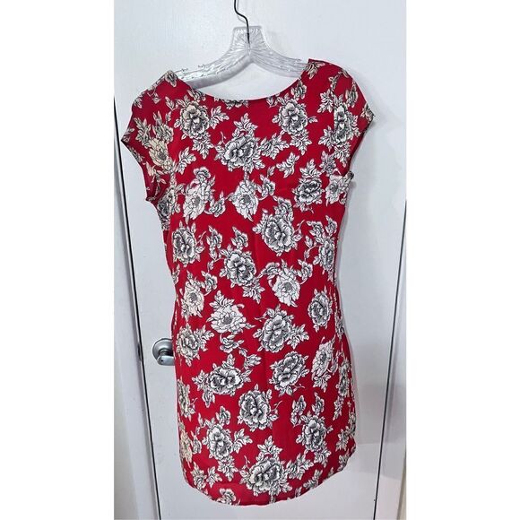 FREE PEOPLE RED FLORAL V NECK DRESS WOMENS SIZE XS - Picture 5 of 9